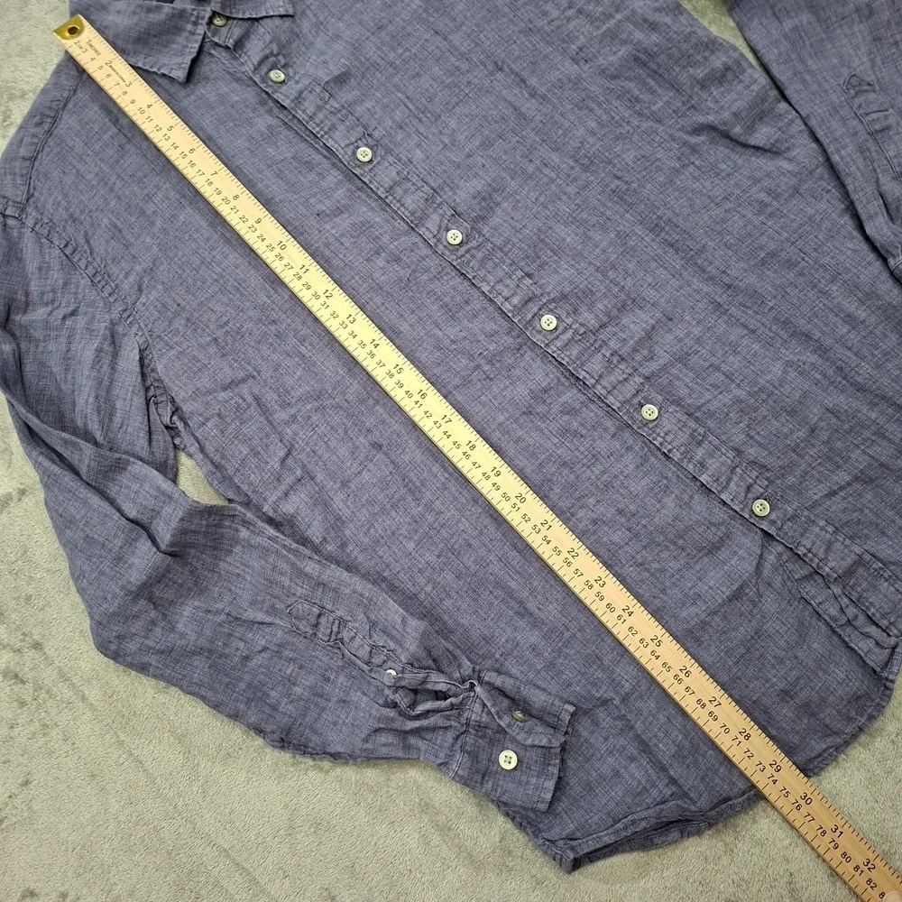 Banana Republic 100% Linen‎ Shirt L Blue Long Sleeve Button Up Beachy